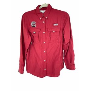 Columbia Womens Long Sleeve PFG Shirt USC Gamecocks Roll tab Sleeve Red Size S